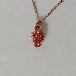 NWT Pinecone Necklace Rose Gold Tone Tree Metal Gift Stocking Stuffer